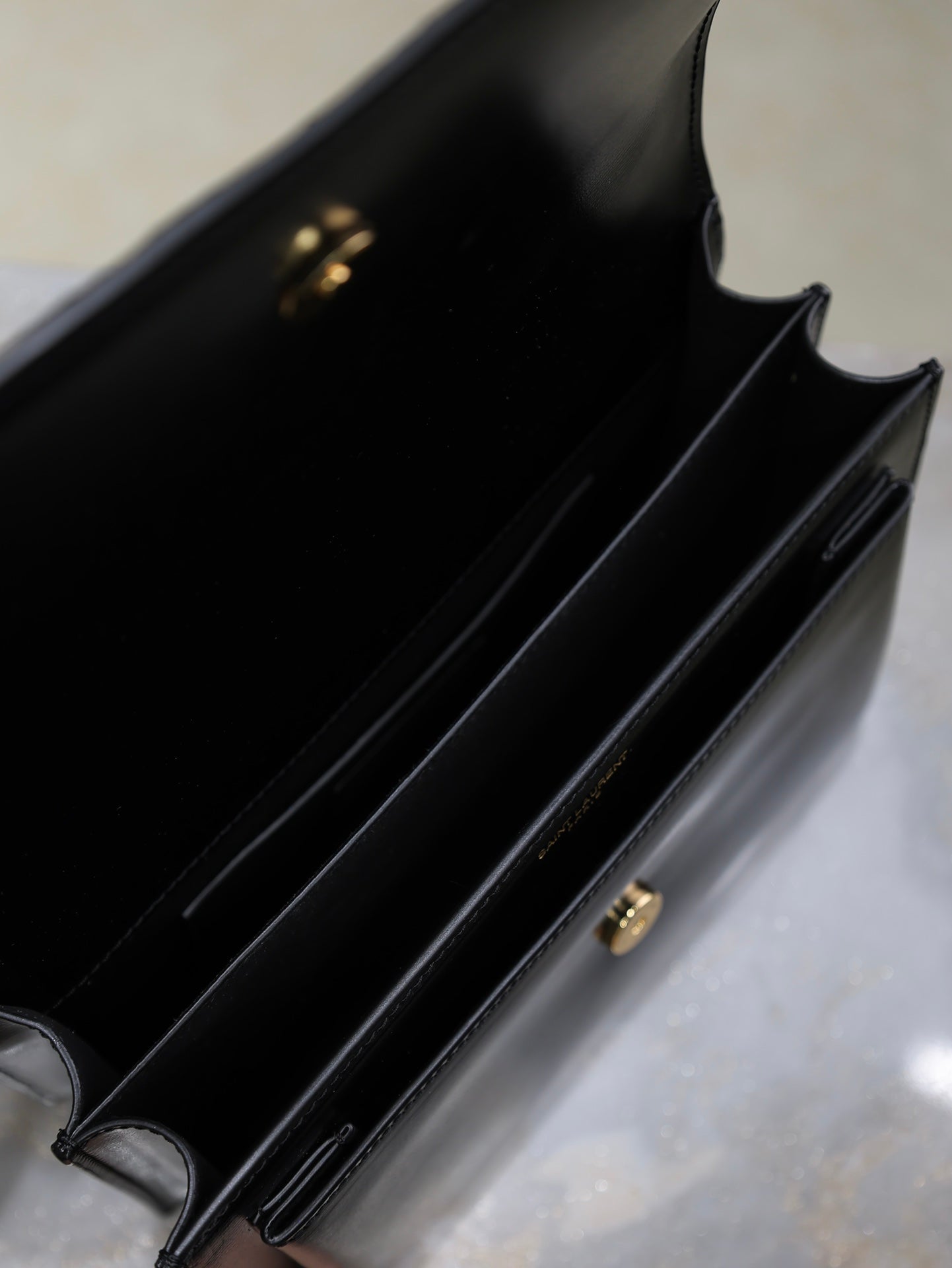 YSL 25S SUNSET BAG 22 IN BLACK CALFSKIN AND SUEDE GOLD HARDWRE