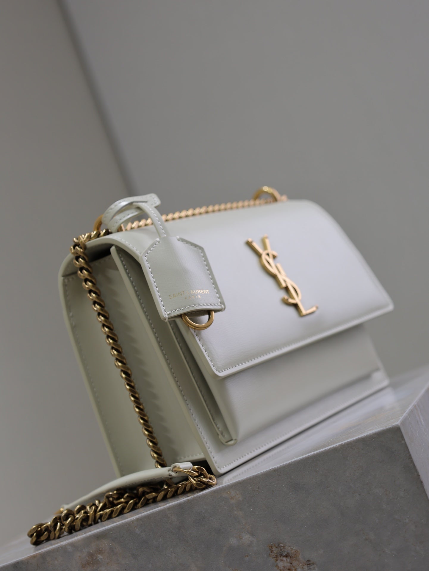 YSL 25S SUNSET BAG 22 IN IVORY CALFSKIN GOLD HARDWRE