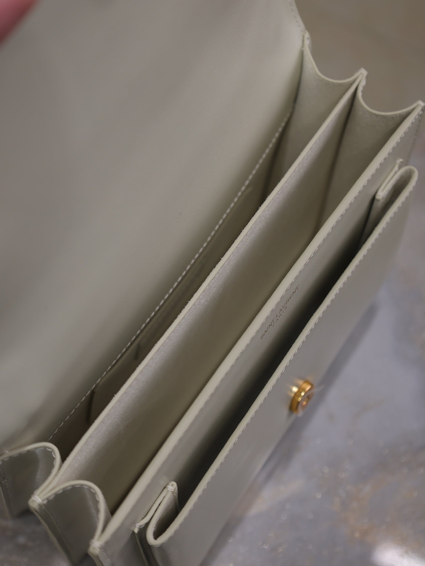 YSL 25S SUNSET BAG 22 IN IVORY CALFSKIN GOLD HARDWRE