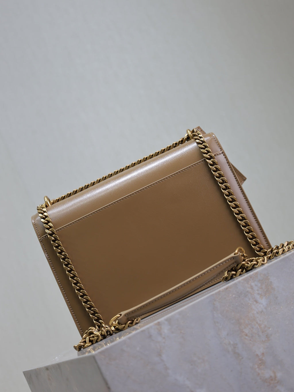 YSL 25S SUNSET BAG 22 IN BROWN CALFSKIN GOLD HARDWARE