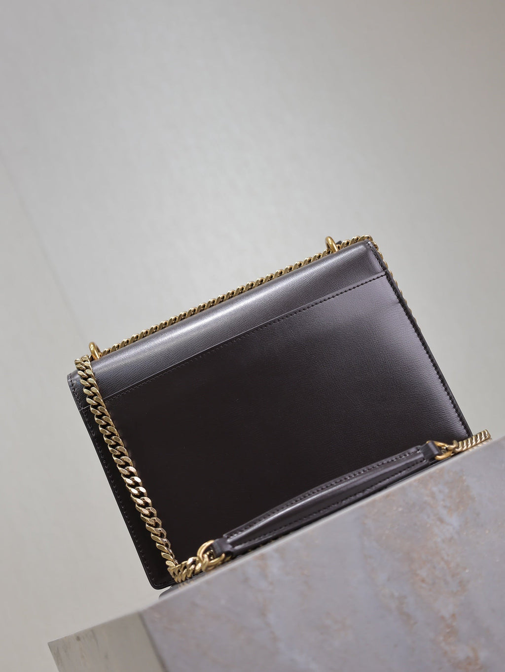 YSL 25S SUNSET BAG 22 IN DARK PURPLE CALFSKIN GOLD HARDWARE