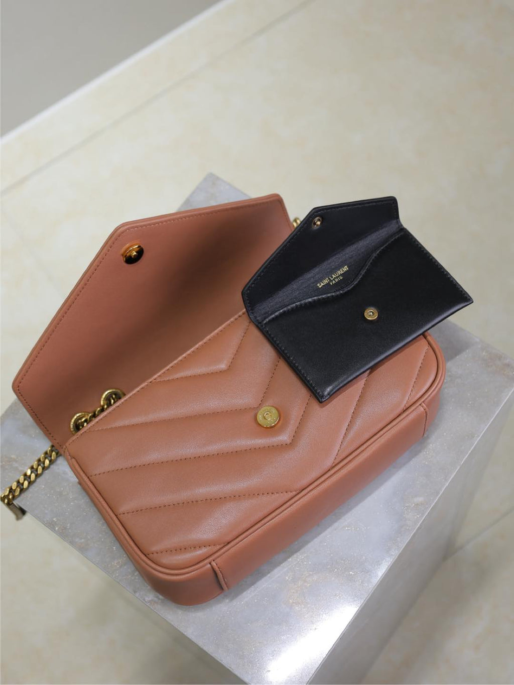 LOULOU SMALL 24 IN SALMON PINK SHEEPSKIN GOLD HARDWARE