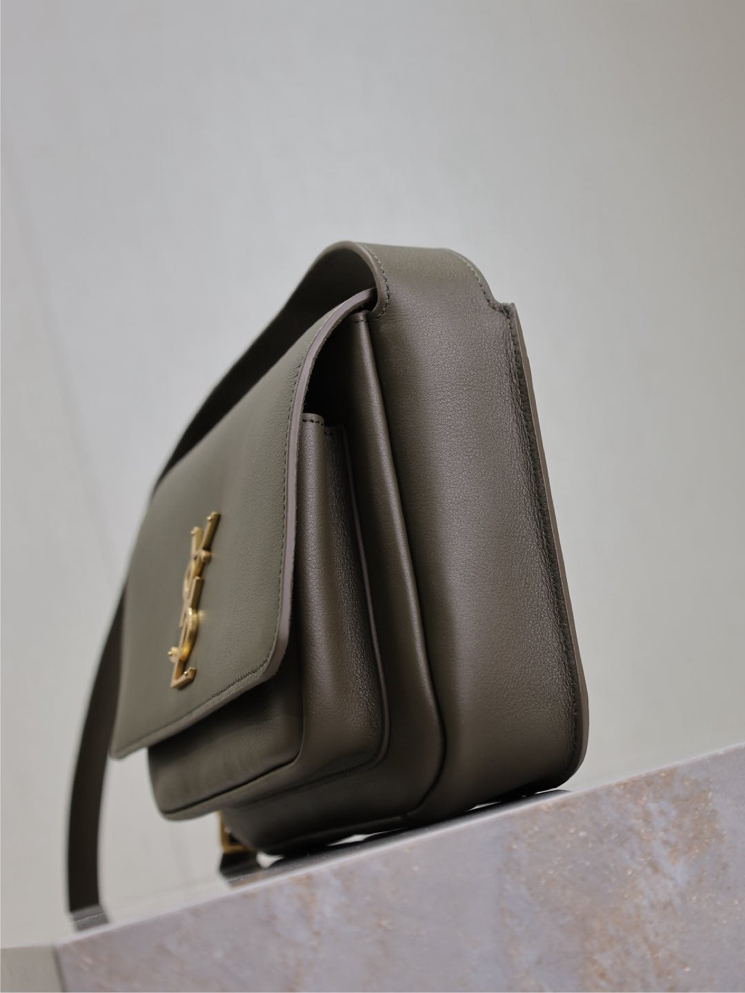 YSL 25S NIKI BABY 22 IN DARK OLIVE BROWN CALFSKIN GOLD HARDWRE