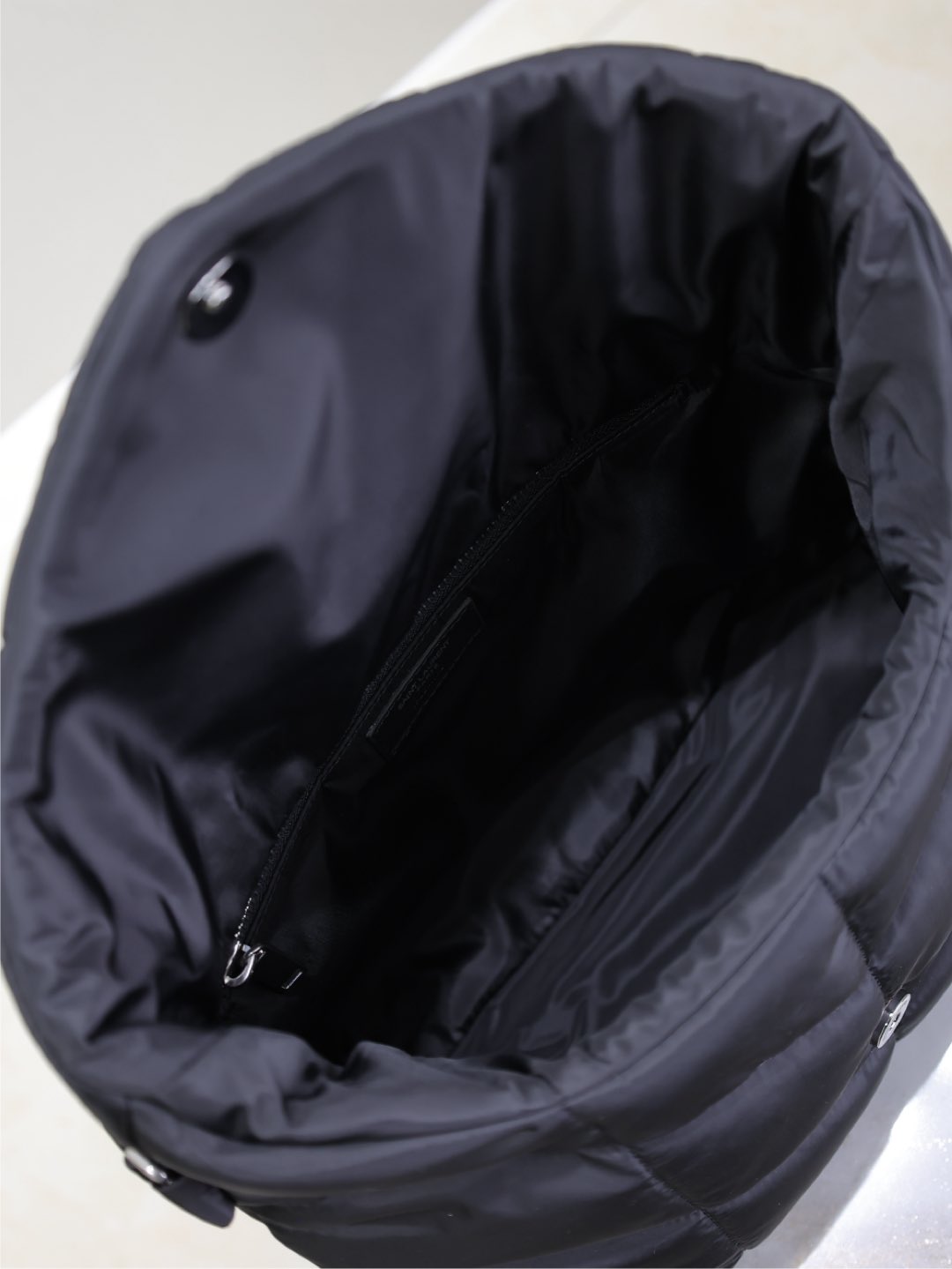 YSL 25S LOULOU PUFFER BAG 34 IN BLACK NYLON BLACK HARDWRE