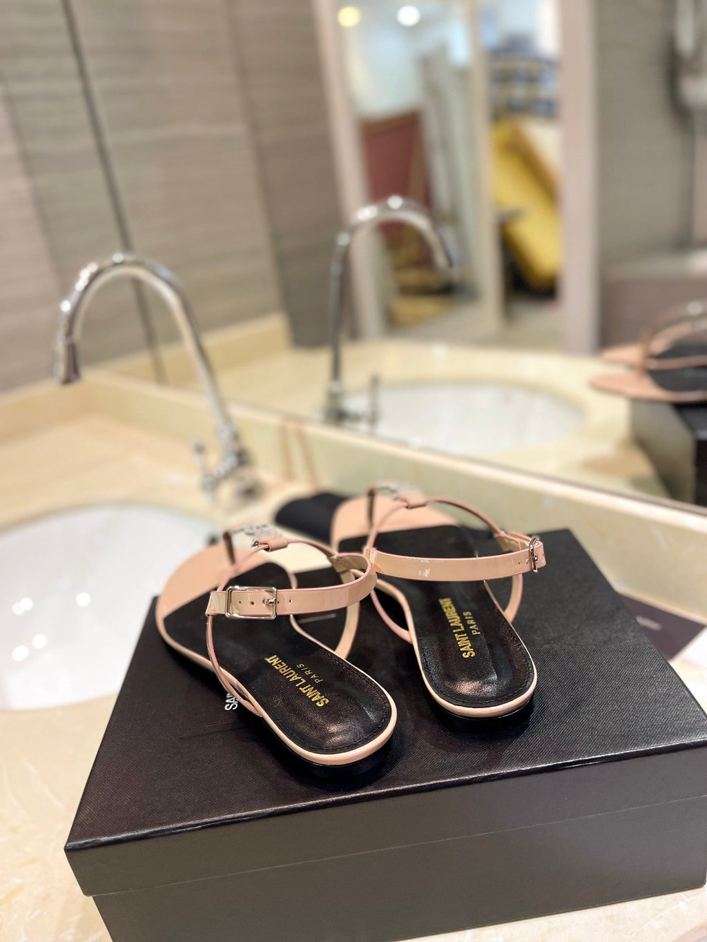 SL CASSANDRA SANDALS TAN POLISHED CALFSKIN