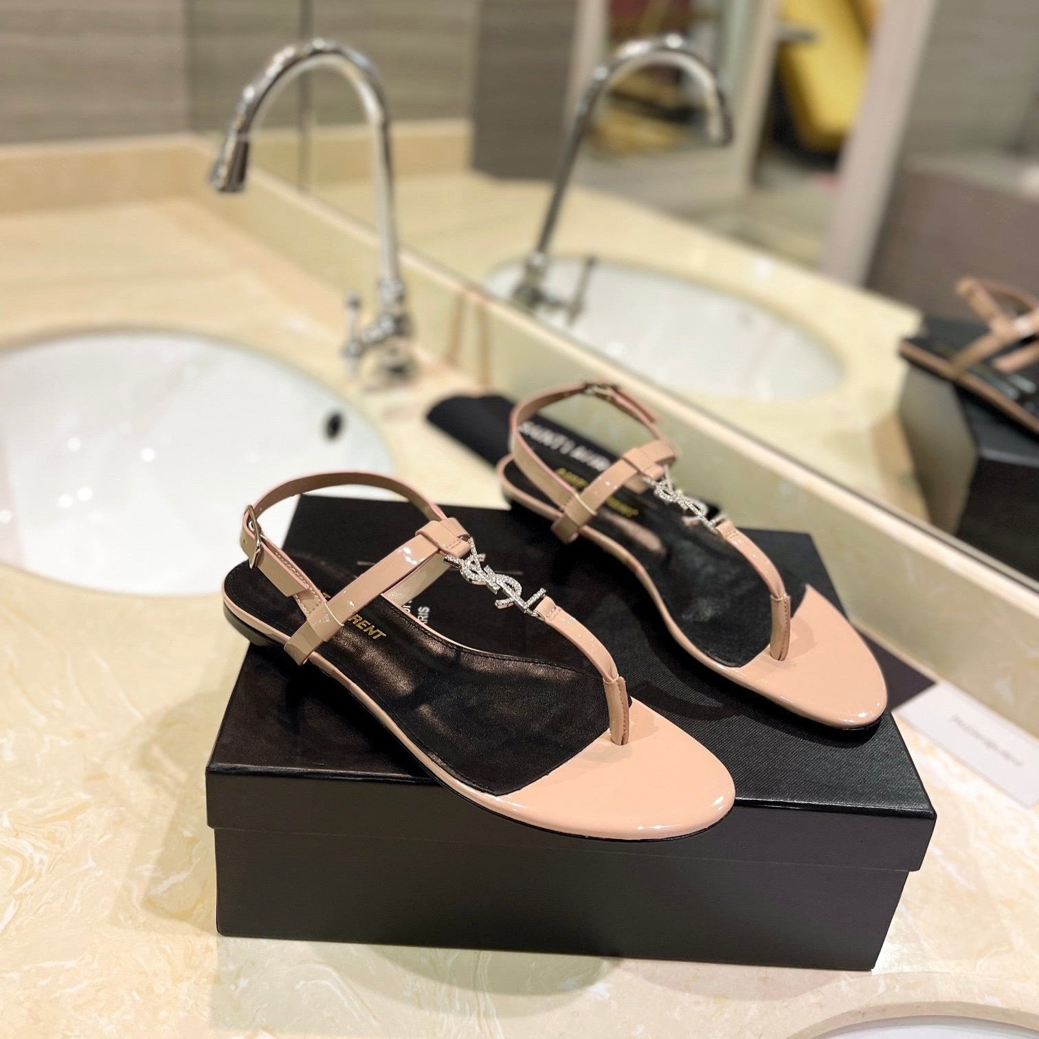 SL CASSANDRA SANDALS TAN POLISHED CALFSKIN