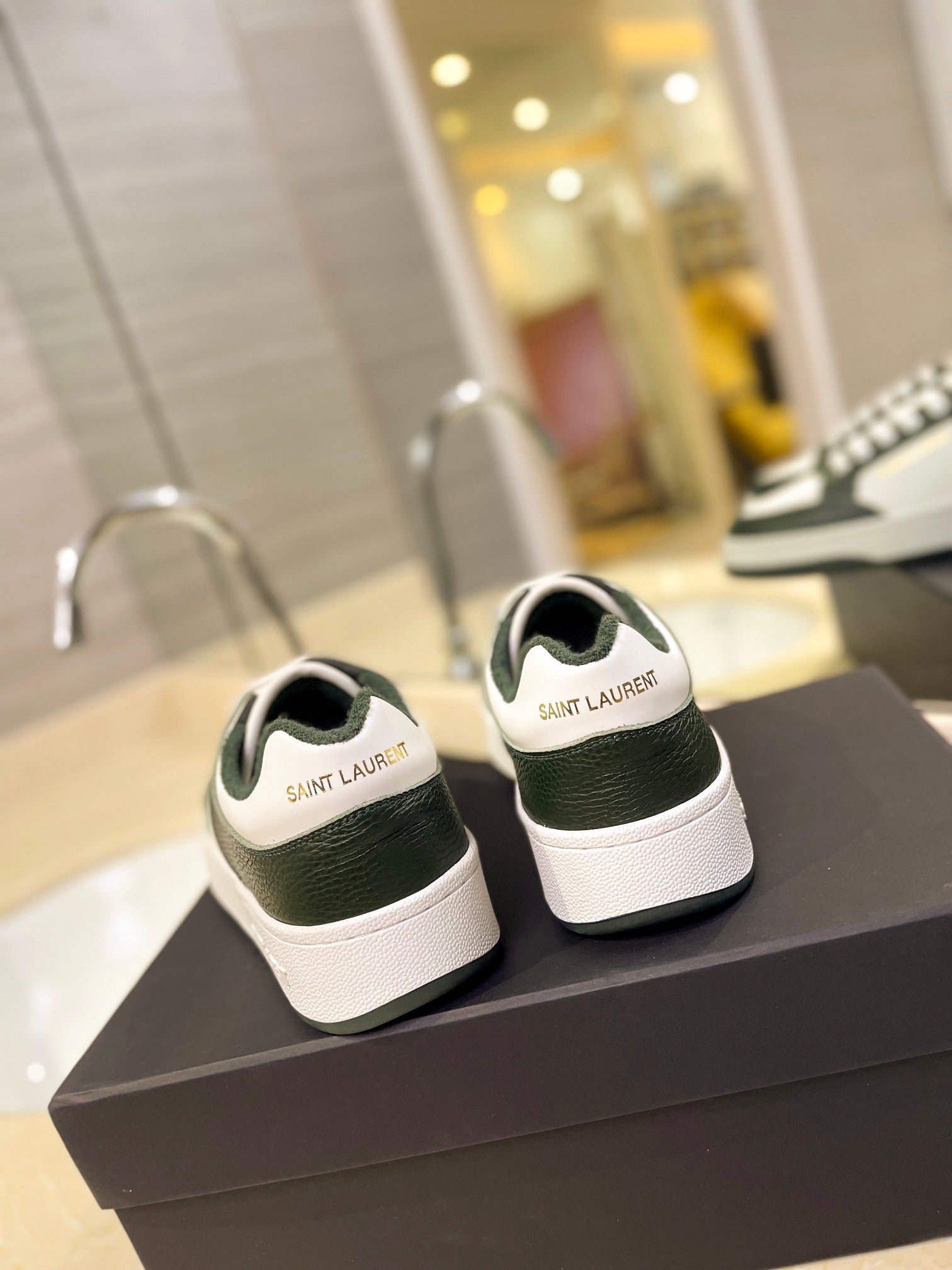 SL SL/61 SNEAKERS DARK GREEN AND WHITE CALFSKIN