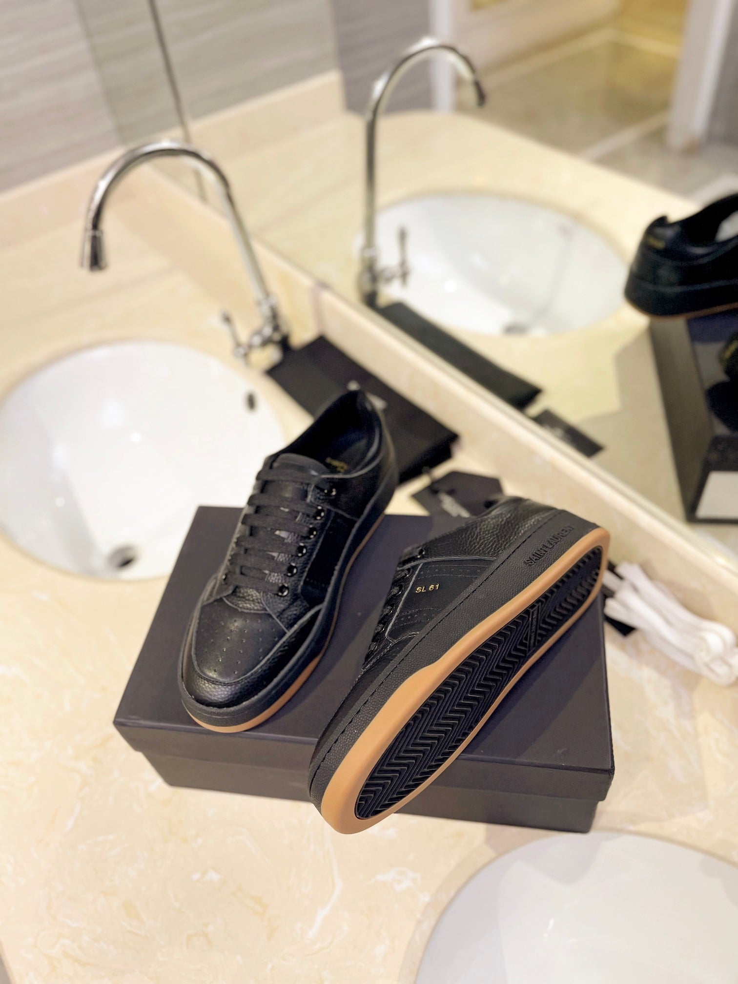 SL SL/61 SNEAKERS BLACK PERFORATED CALFSKIN