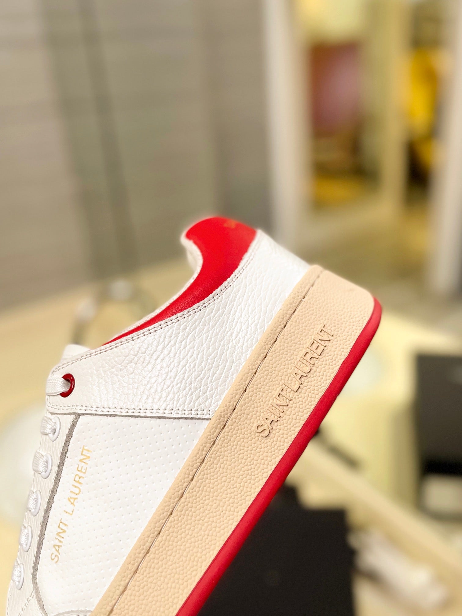 SL SL/61 SNEAKERS WHITE AND RED CALFSKIN