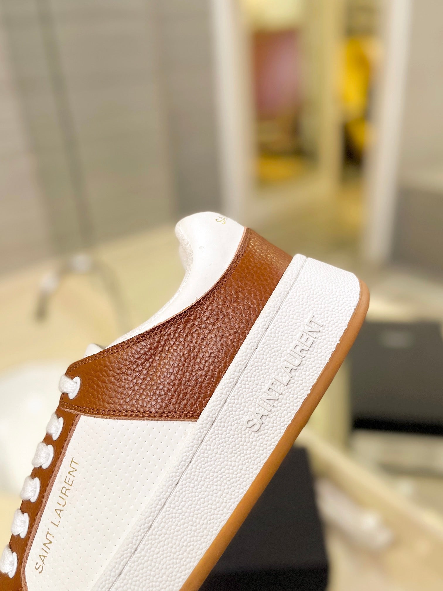 SL SL/61 SNEAKERS WHITE-BROWN CALFSKIN