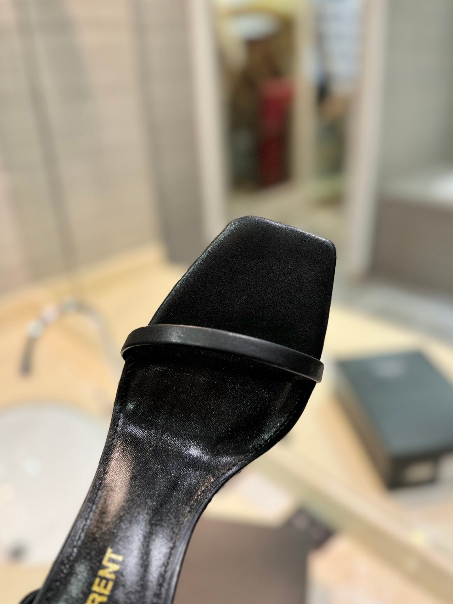 SL OPYUM SANDALS 80 BLACK AND GOLD CALFSKIN