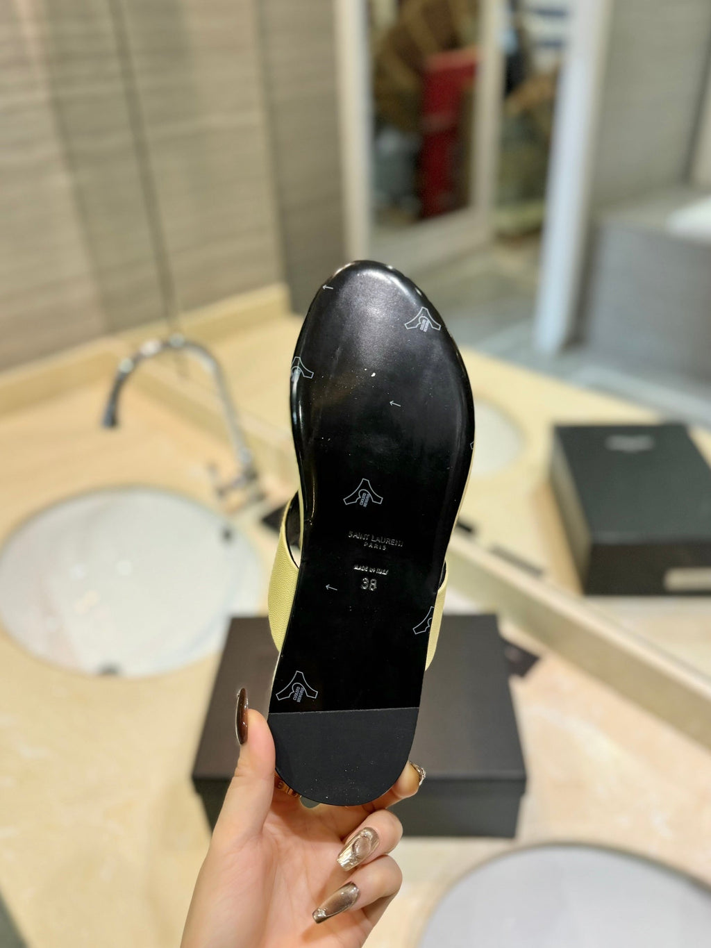 SL KOUROS THONG SANDALS PASTEL YELLOW CALFSKIN