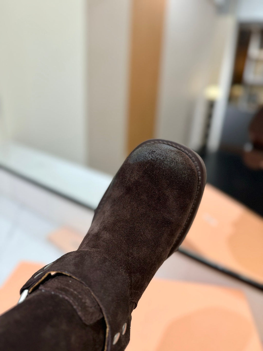 THICK-SOLED BUCKLE BOOTS IN BLACK SUEDE