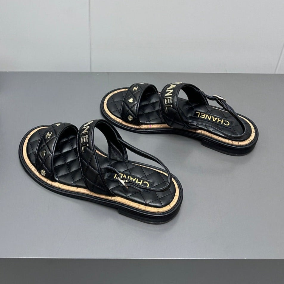 Dad sandals black calf leather