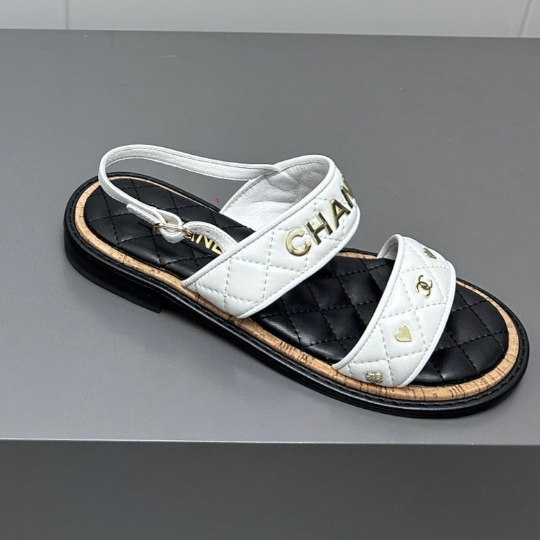Dad sandals white calf leather