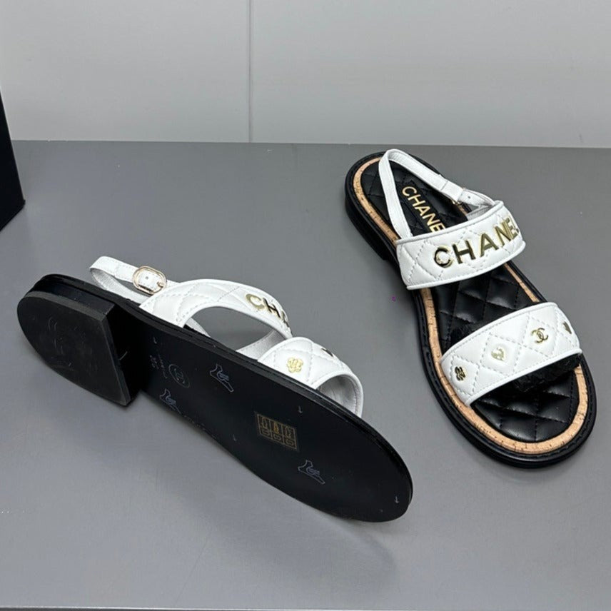 Dad sandals white calf leather