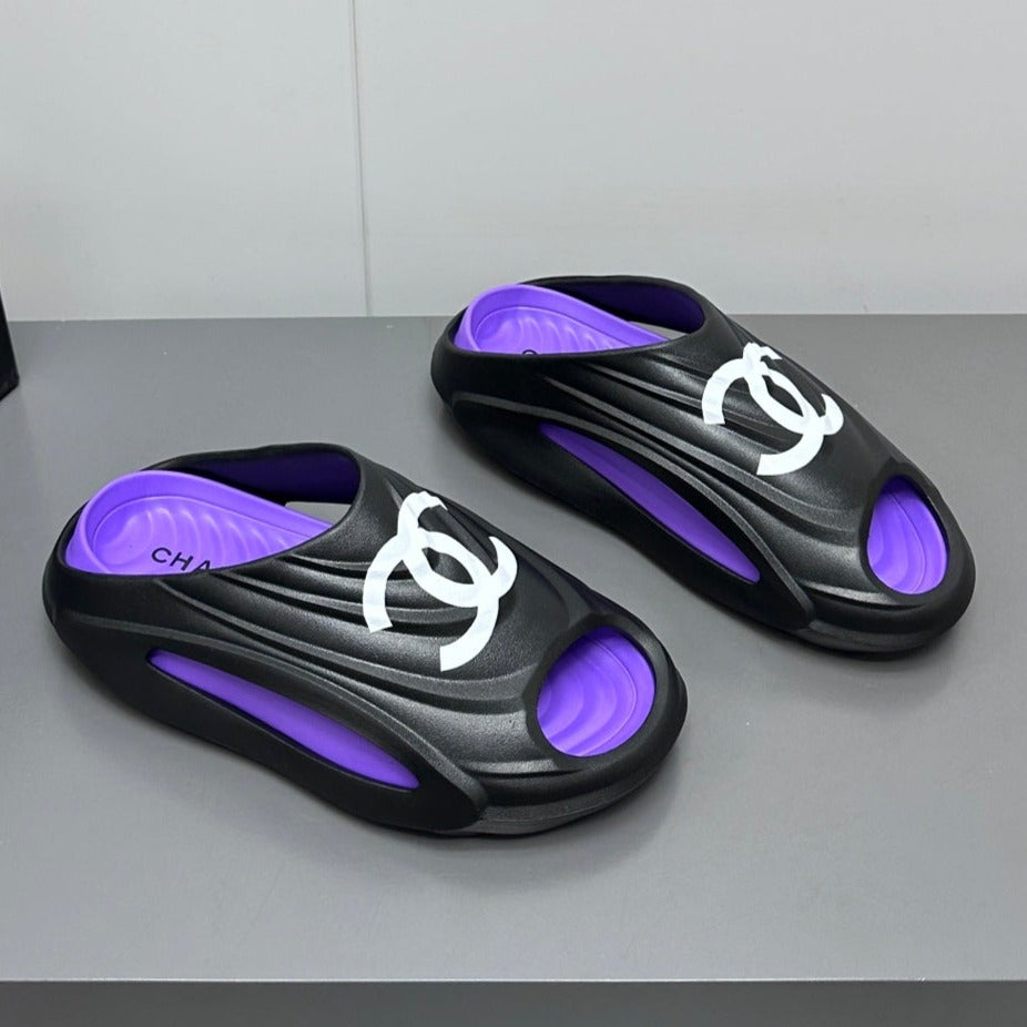 New Double C Foam Lightweight Slippers Boat Black Purple