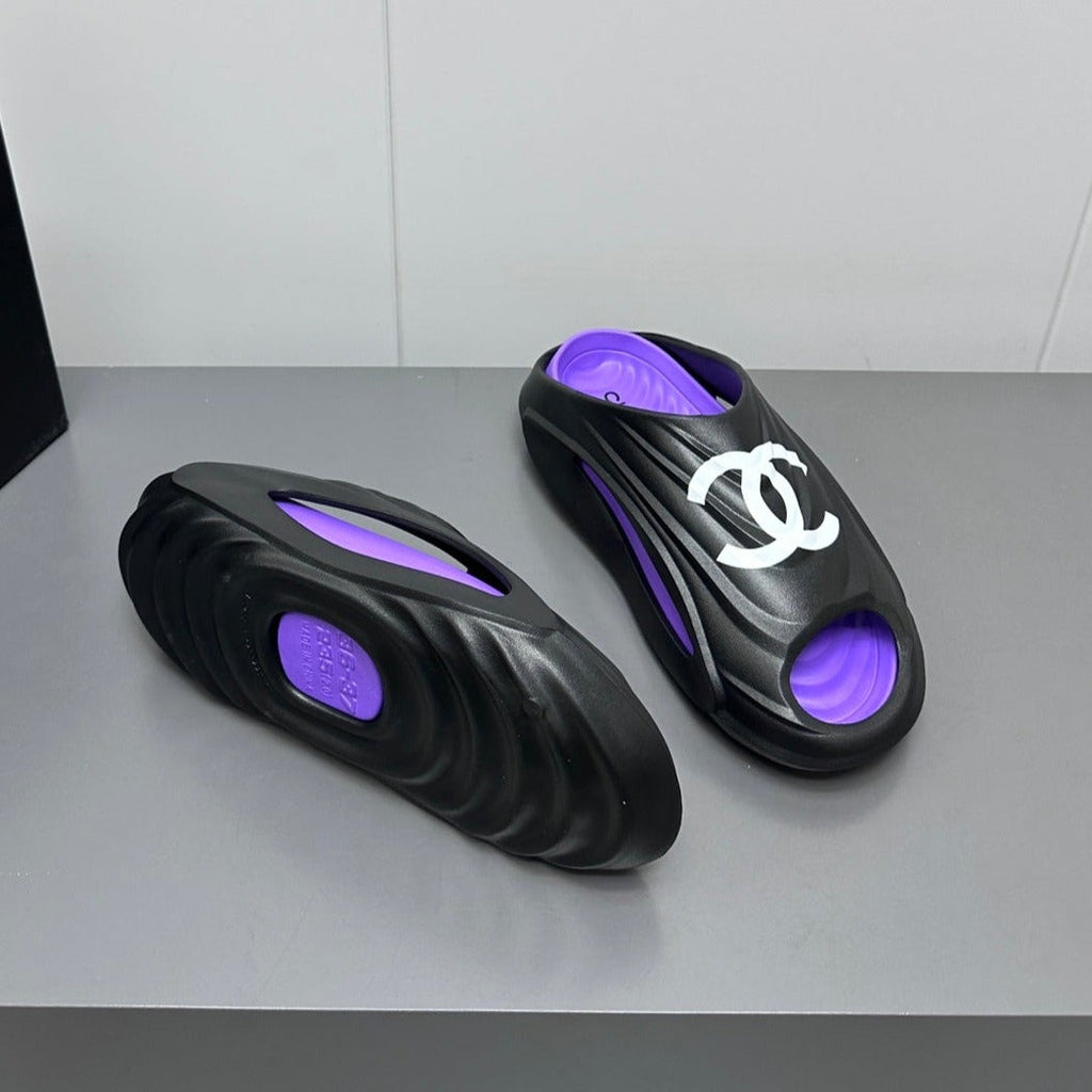 New Double C Foam Lightweight Slippers Boat Black Purple