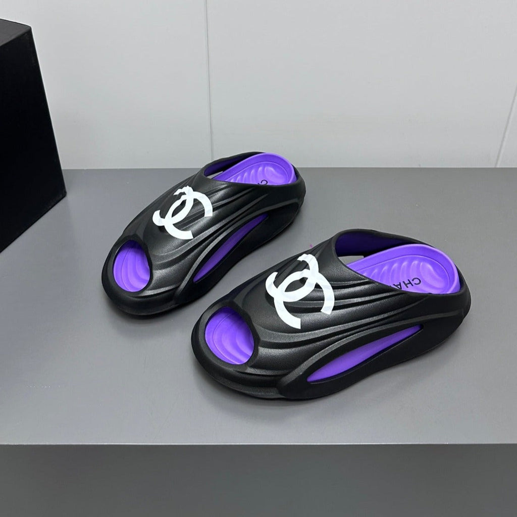 New Double C Foam Lightweight Slippers Boat Black Purple
