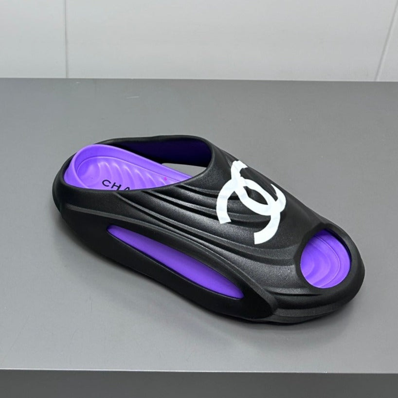 New Double C Foam Lightweight Slippers Boat Black Purple