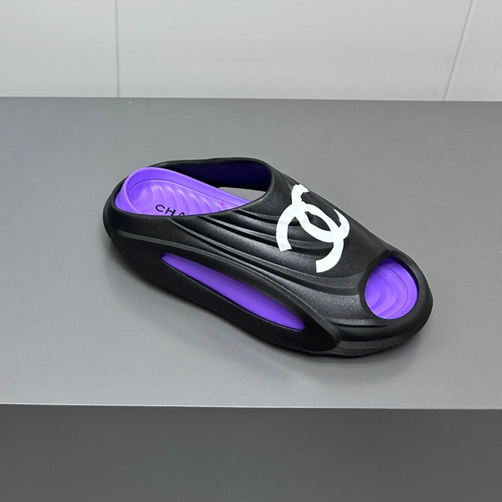 New Double C Foam Lightweight Slippers Boat Black Purple