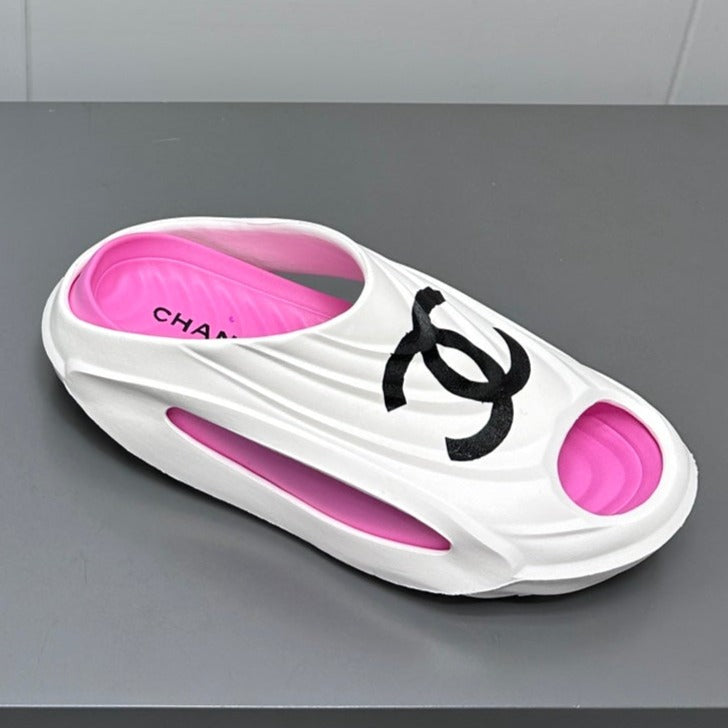New Double C Foam Lightweight Slippers Boat White Pink
