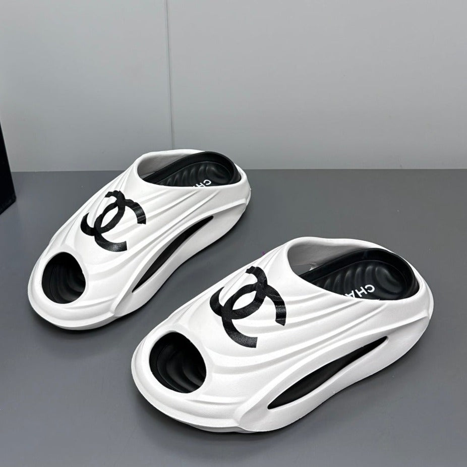 New Double C Foam Lightweight Slippers Boat White Black