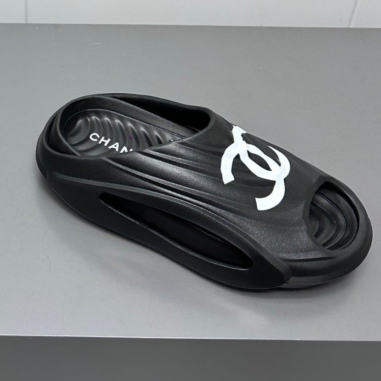 New Double C Foam Lightweight Slippers Boat Black