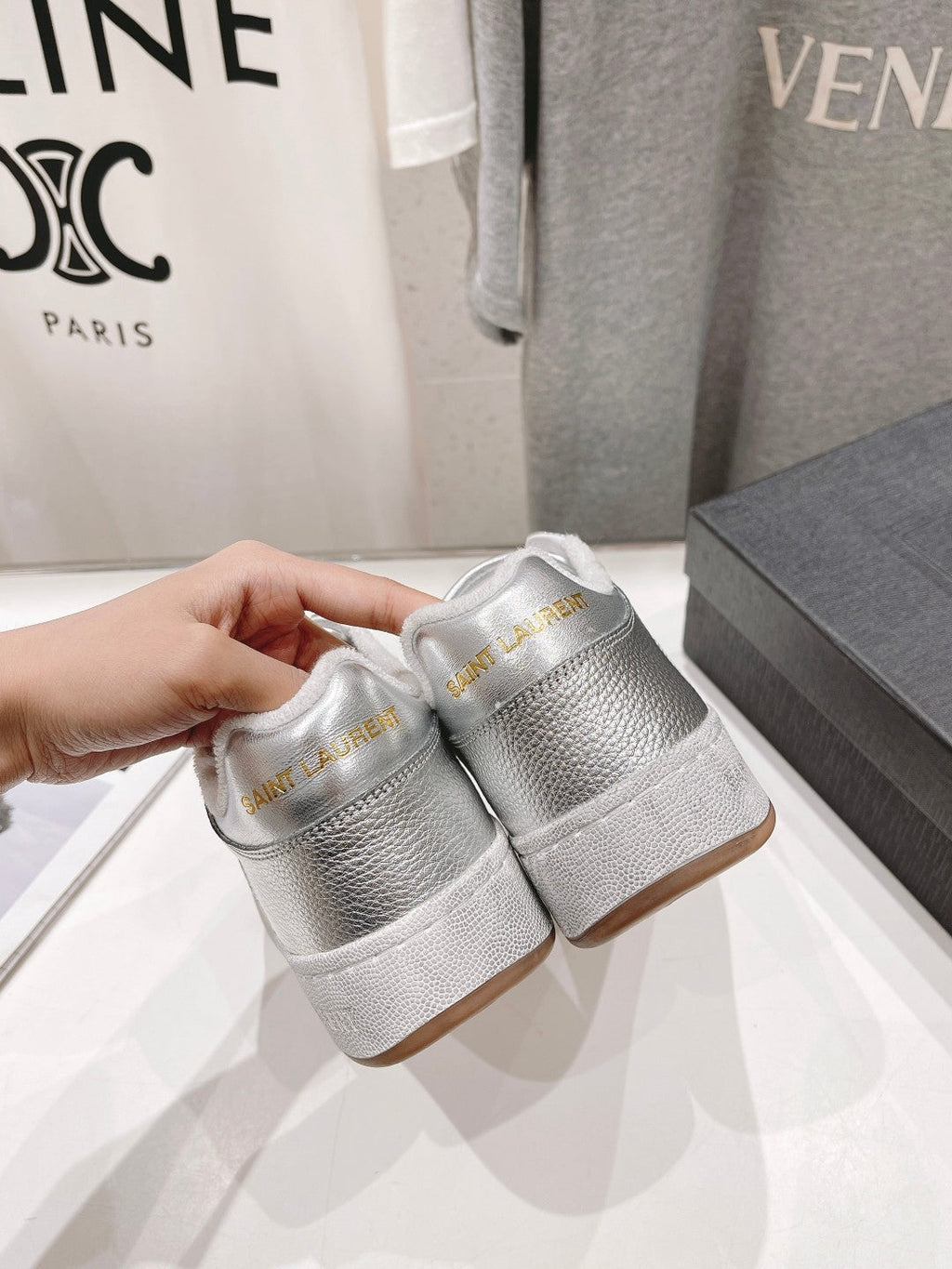 SL SL/61 SNEAKERS SILVER PERFORATED CALFSKIN