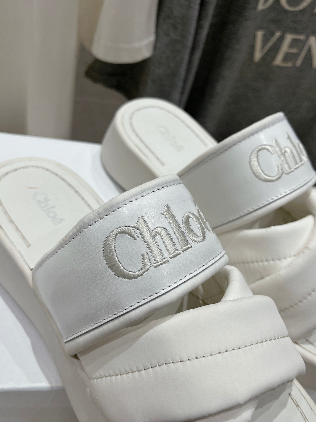 MILA PLATFORM 5 CM IN WHITE NYLON WITH EMBROIDERED LOGO