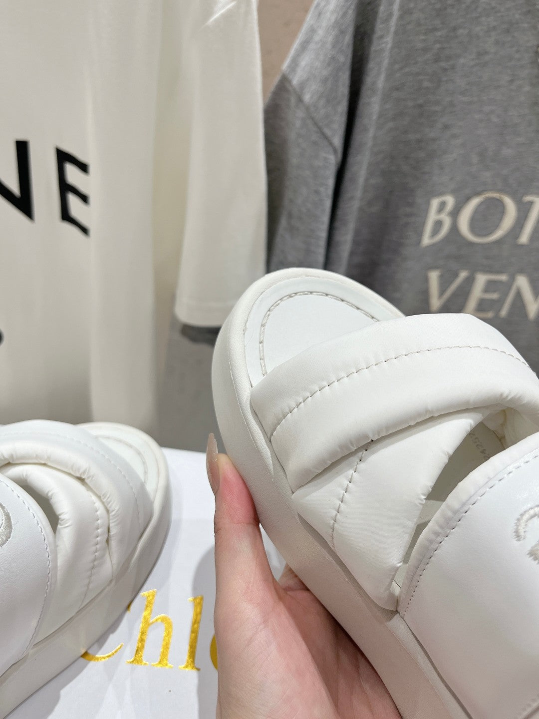 MILA PLATFORM 5 CM IN WHITE NYLON WITH EMBROIDERED LOGO