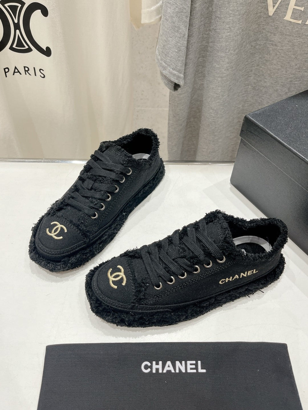 CC SNEAKER BLACK DENIM FABRIC