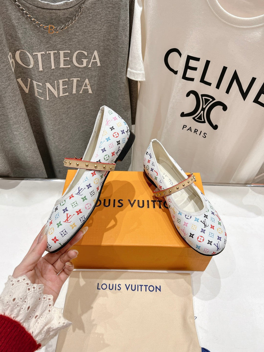 MARY JANE FLAT IN WHITE MONOGRAM CALFSKIN