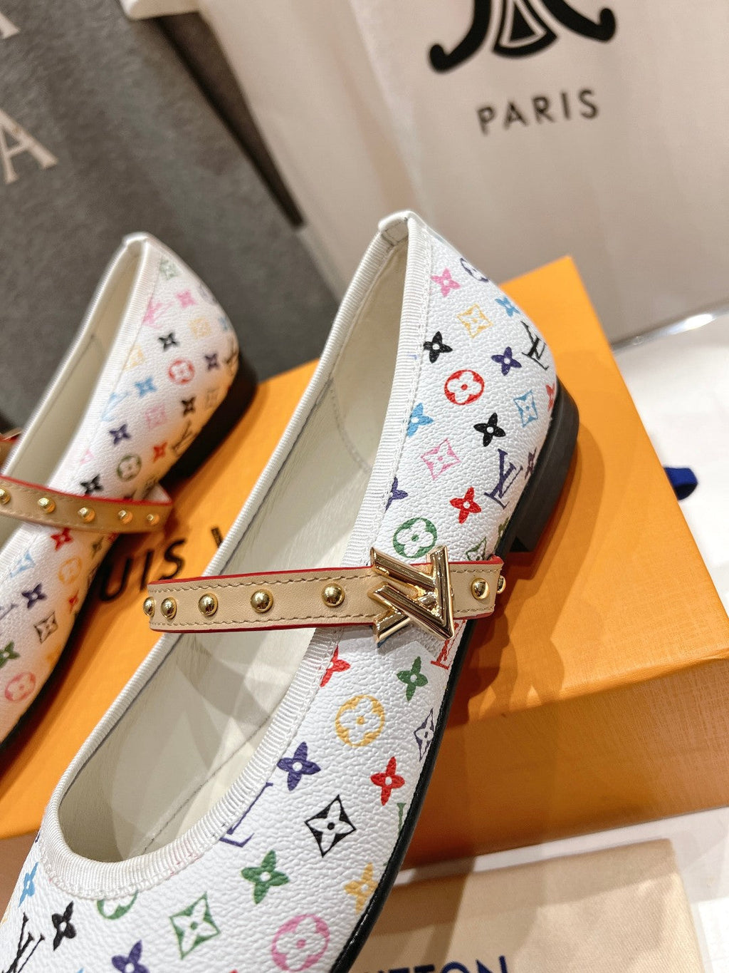 MARY JANE FLAT IN WHITE MONOGRAM CALFSKIN