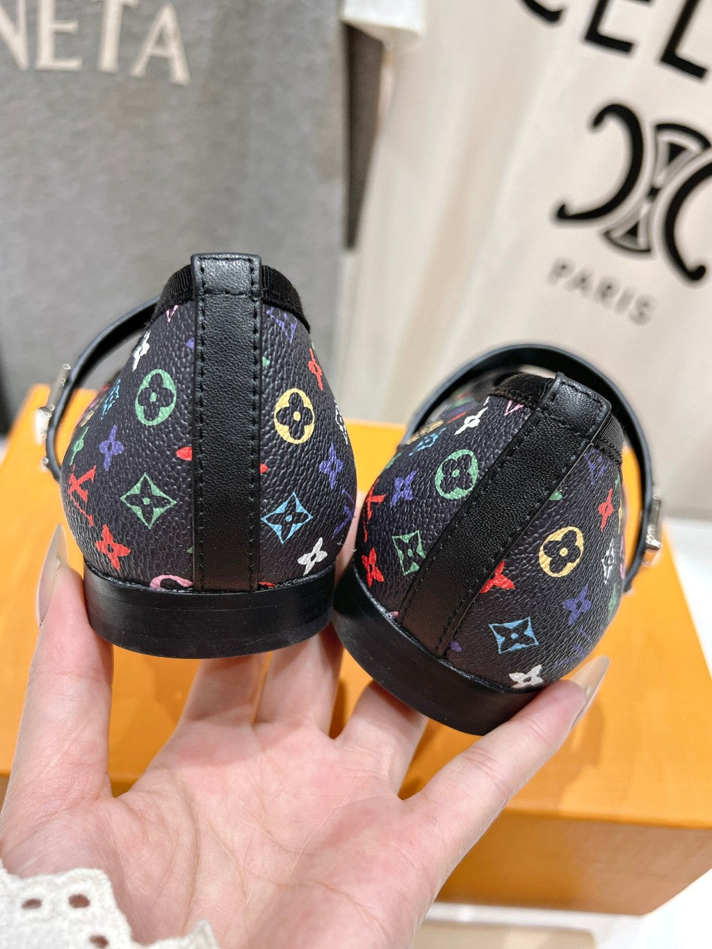 MARY JANE FLAT IN BLACK  MONOGRAM CALFSKIN