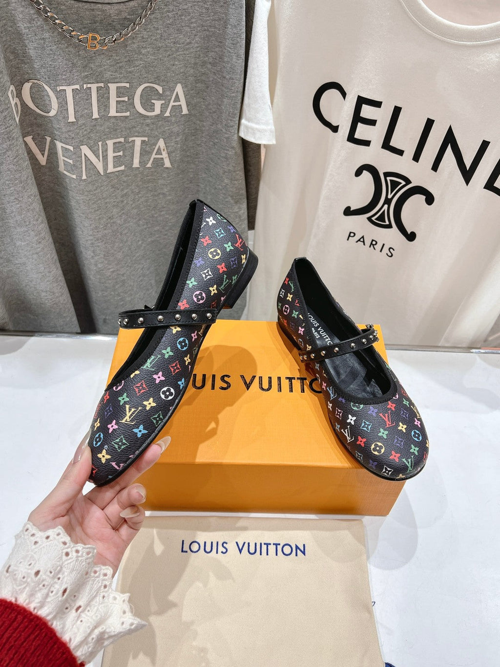 MARY JANE FLAT IN BLACK  MONOGRAM CALFSKIN