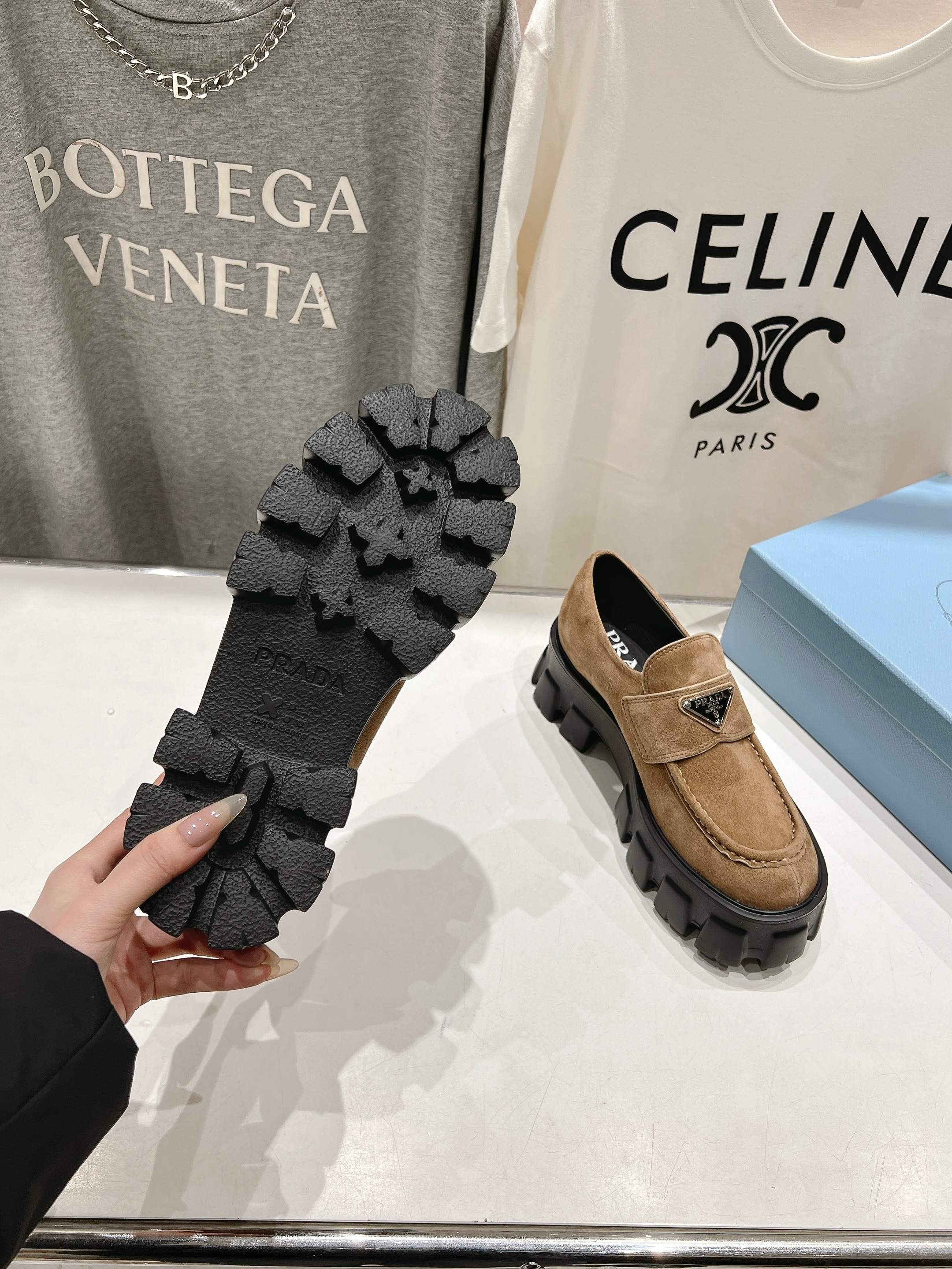 MONOLITH LOAFERS IN CAMEL BEIGE SUEDE