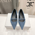 SUZY POINTY TOE BALLERINA IN BLUE DENIM