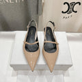 JUDY FLAT SLINGBACK IN TAN BEIGE PATENT CALFSKIN