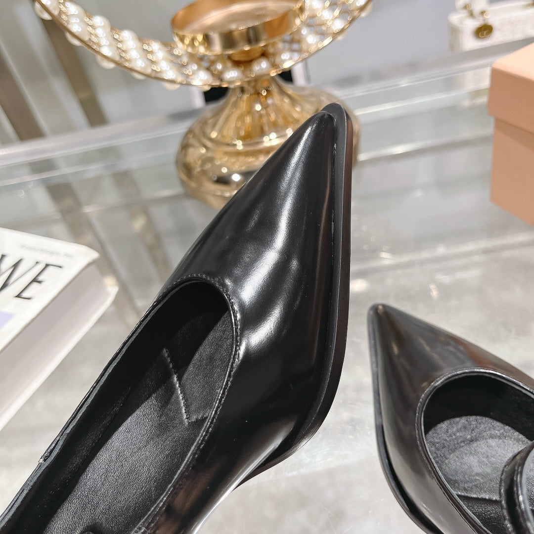 Slingback Shoes Black Beads