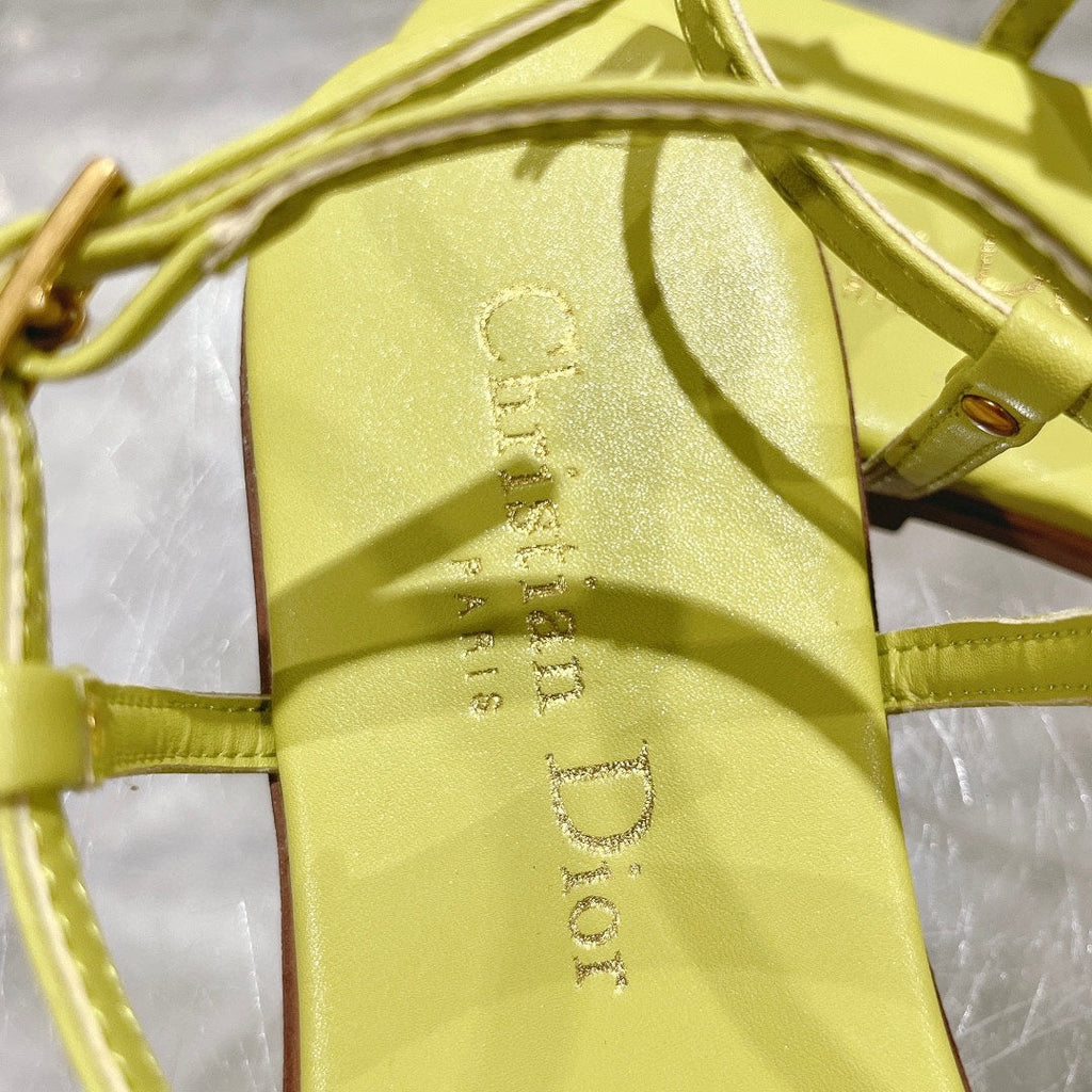 DIORIVIERA C'EST THONG SANDAL LEMON YELLOW AQUAMARINA CALFSKIN