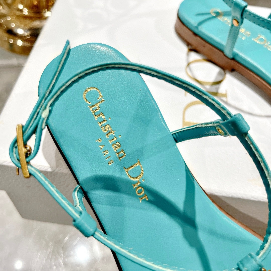 DIORIVIERA C'EST THONG SANDAL SKY BLUE AQUAMARINA CALFSKIN