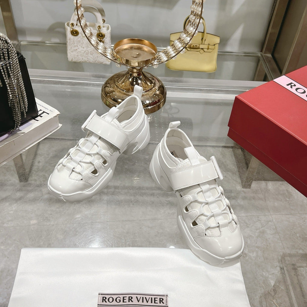 VIV' ON THE RUN TREKKY SNEAKERS IN WHITE SHINY CALFSKIN AND FABRIC