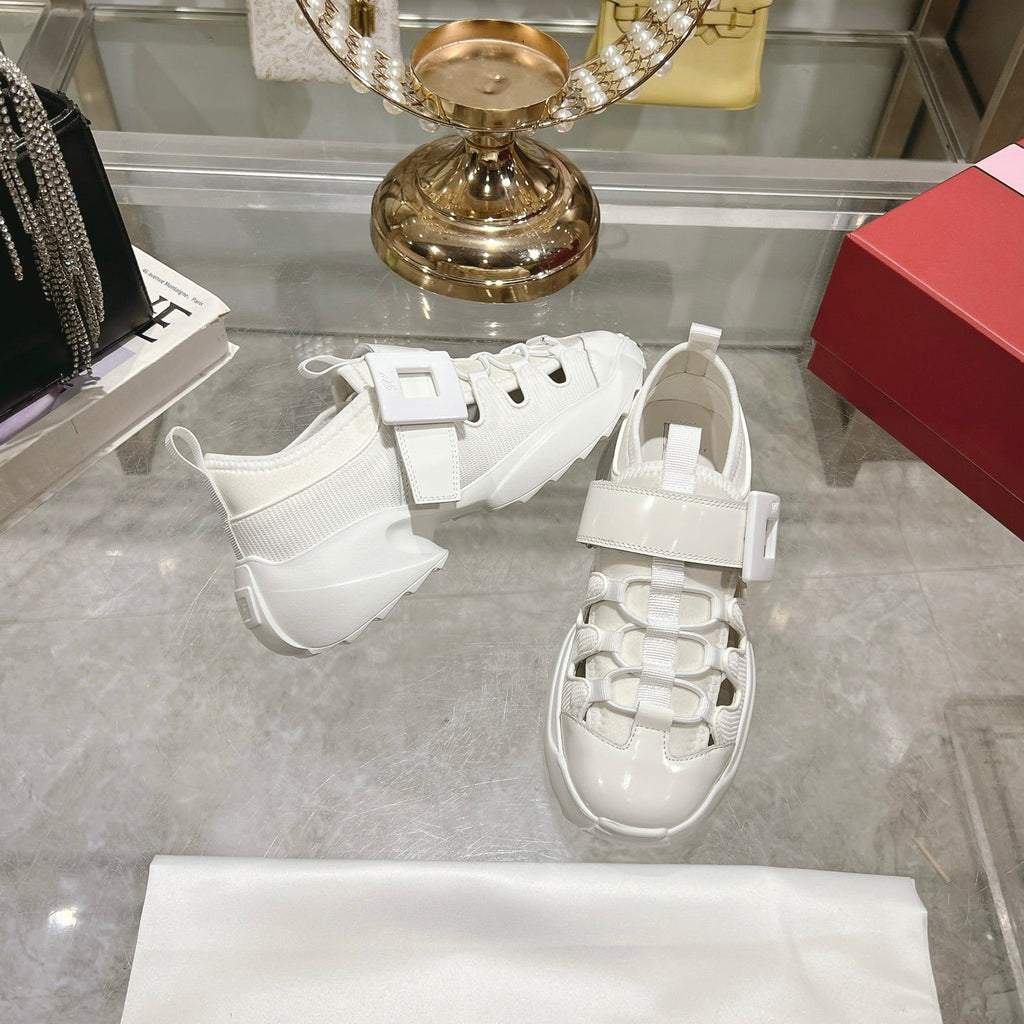 VIV' ON THE RUN TREKKY SNEAKERS IN WHITE SHINY CALFSKIN AND FABRIC