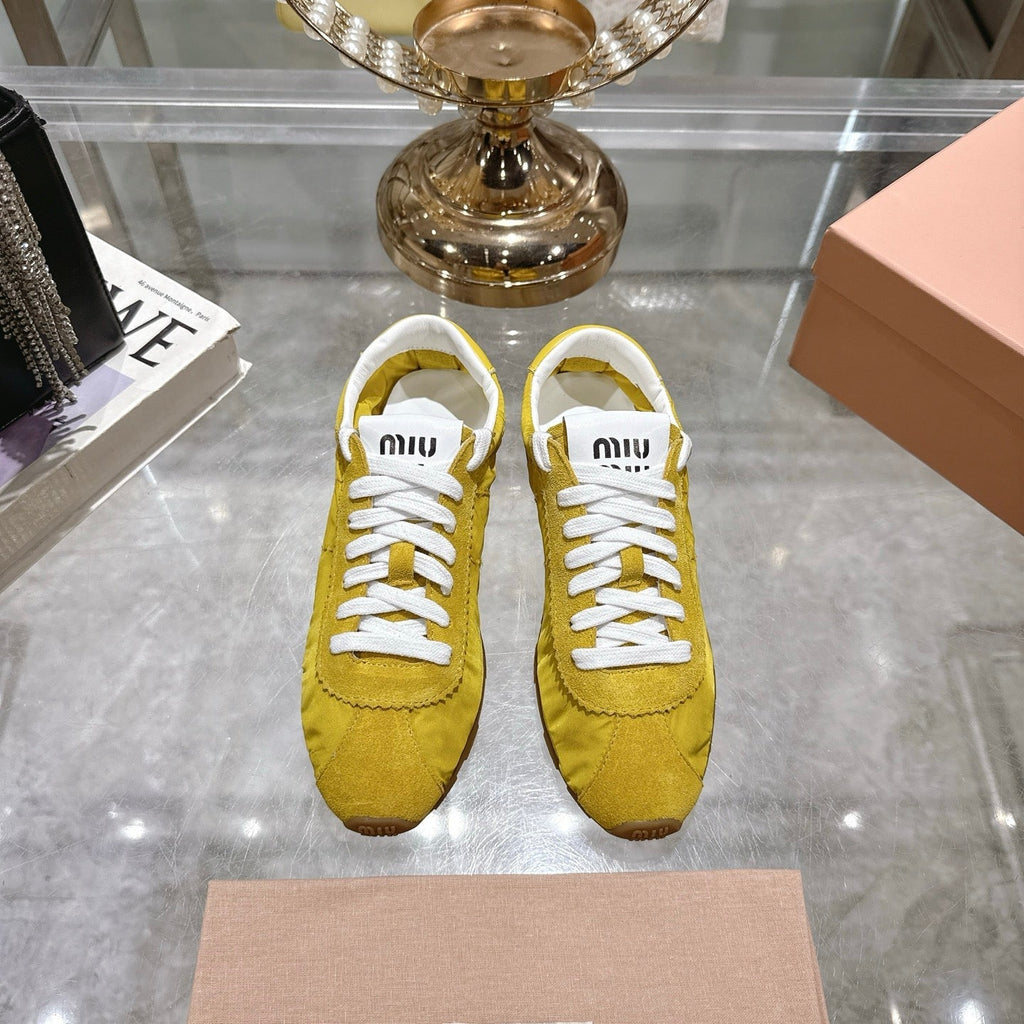 PLUME NAPPA SNEAKERS IN YELLOW SUEDE AND CANVAS