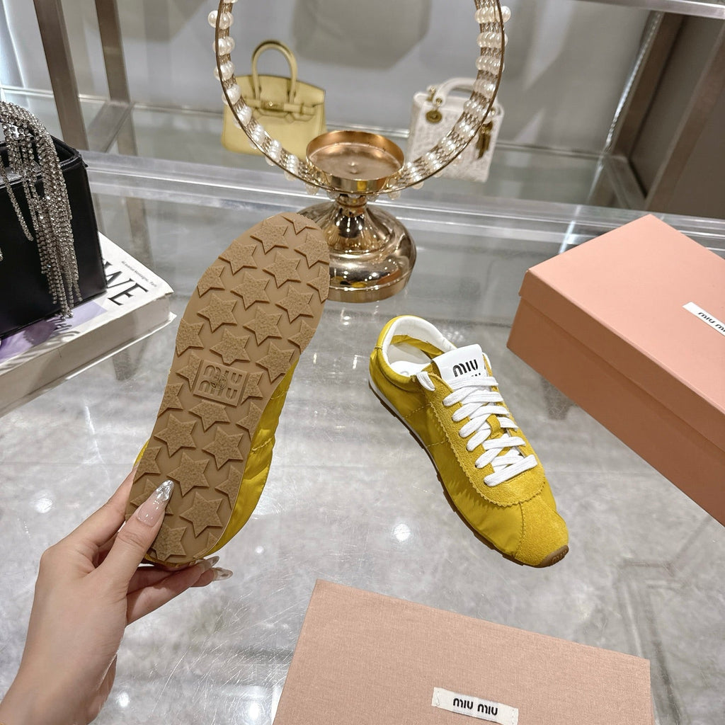 PLUME NAPPA SNEAKERS IN YELLOW SUEDE AND CANVAS