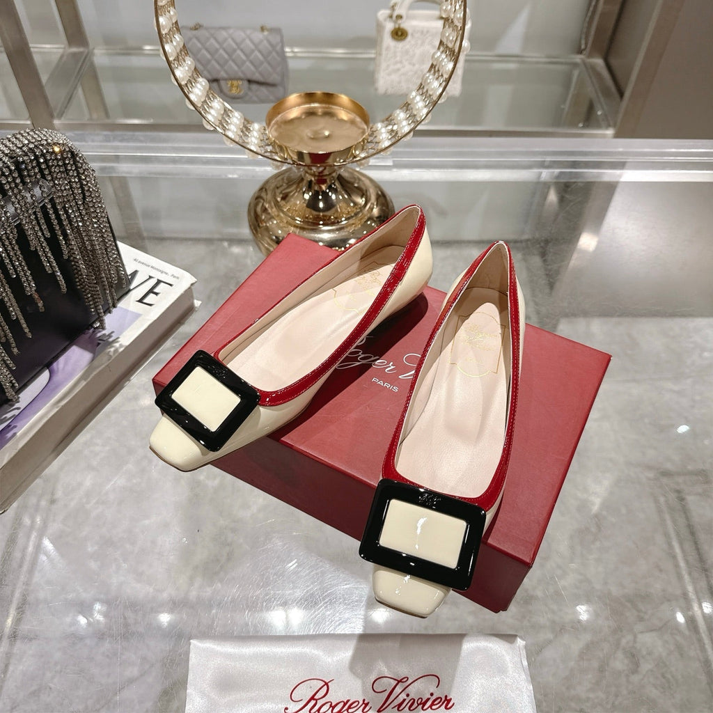 ROGER VIVIER 25S TROMPETTE BALLERINAS 25MM IN IVORY CALFSKIN