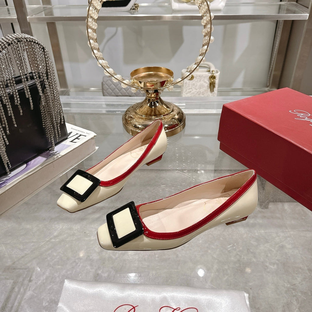 ROGER VIVIER 25S TROMPETTE BALLERINAS 25MM IN IVORY CALFSKIN