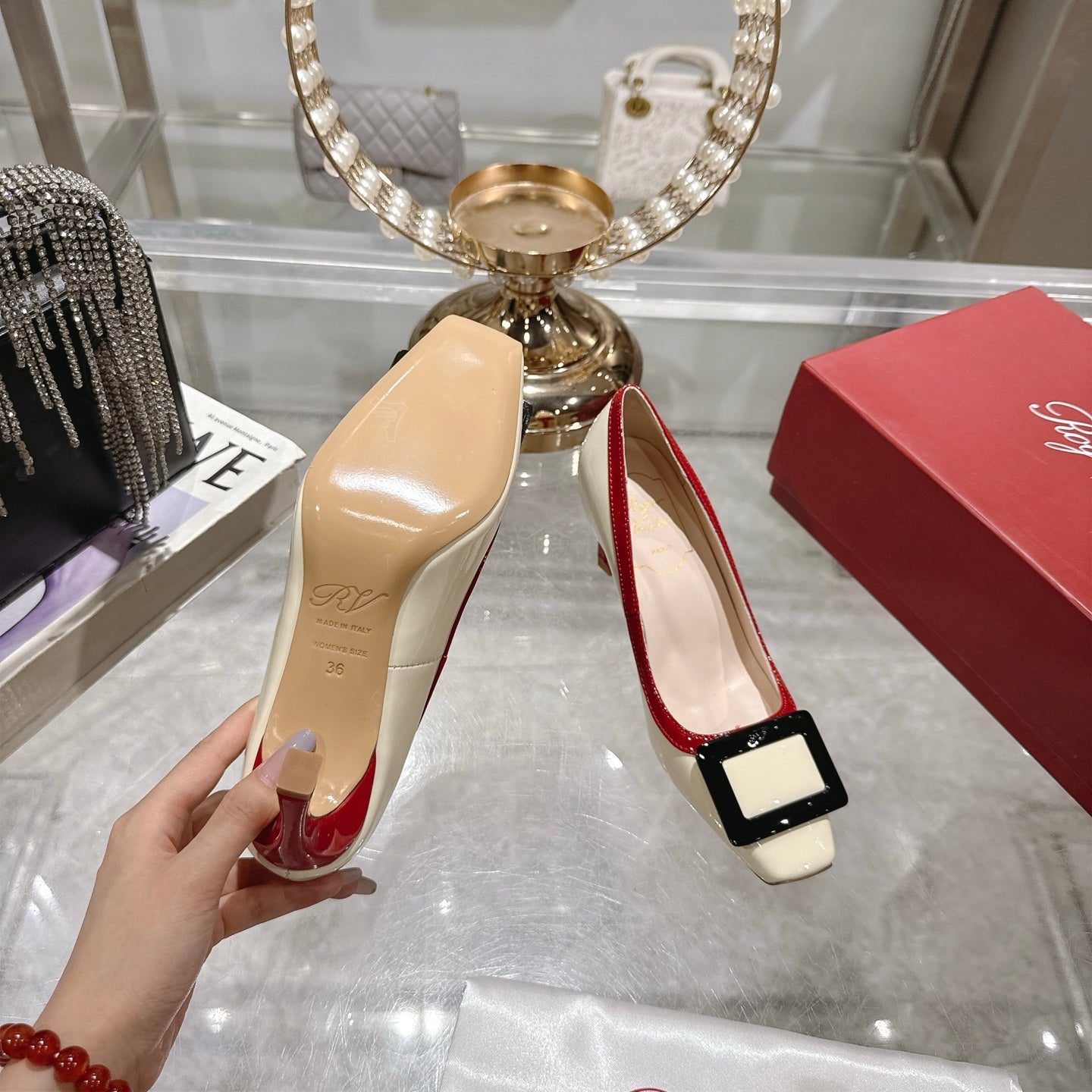 ROGER VIVIER 25S TROMPETTE BALLERINAS 75MM IN IVORY CALFSKIN