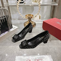 ROGER VIVIER 25S TROMPETTE BALLERINAS 45MM IN BLACK TWEED
